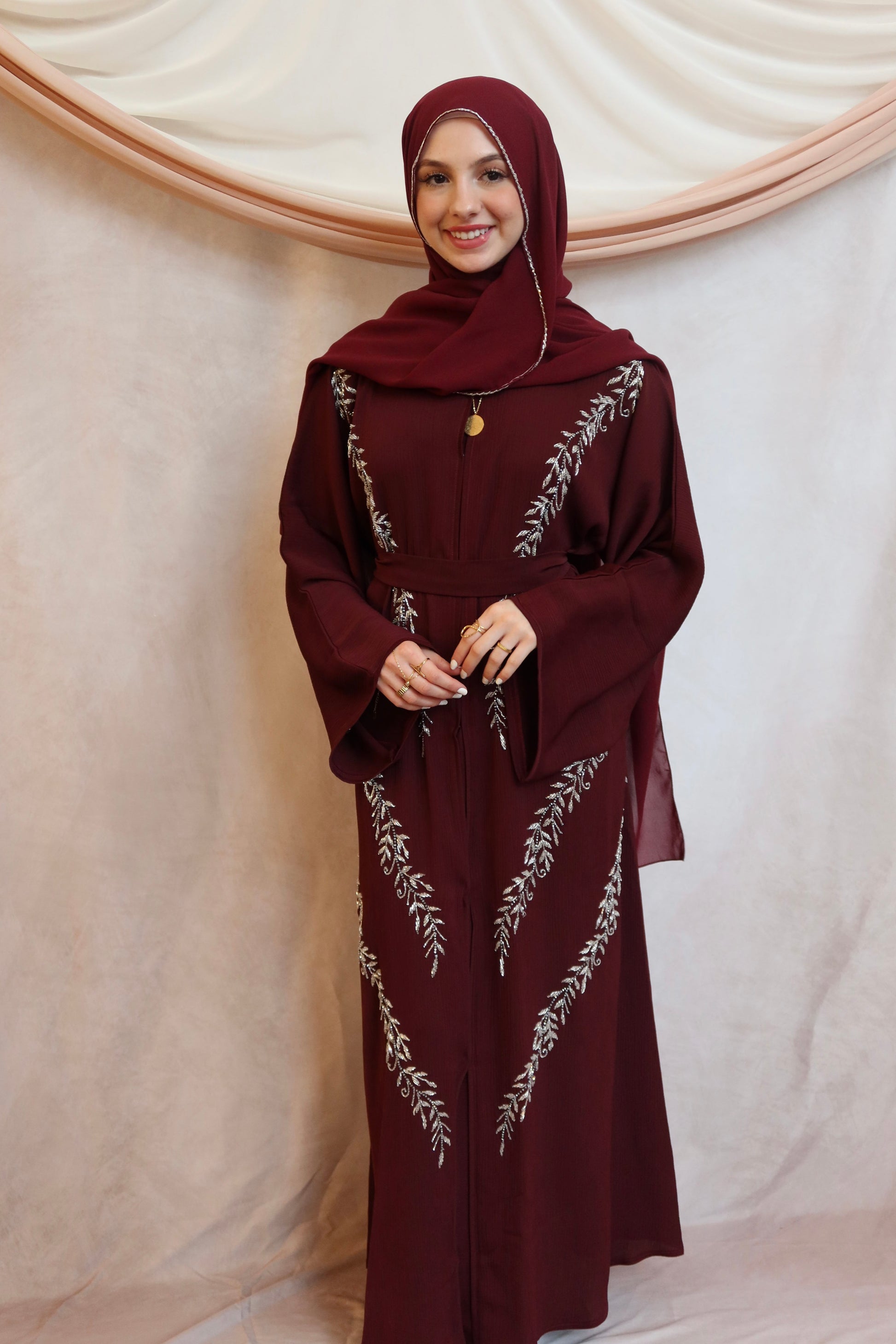 Majestic Maroon Abaya