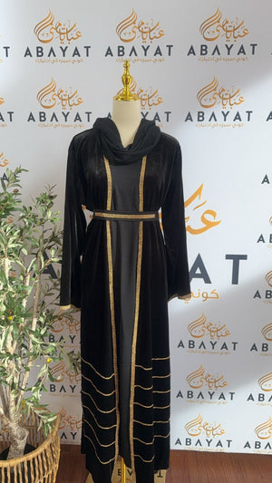 Black Velvet Two Piece Abaya