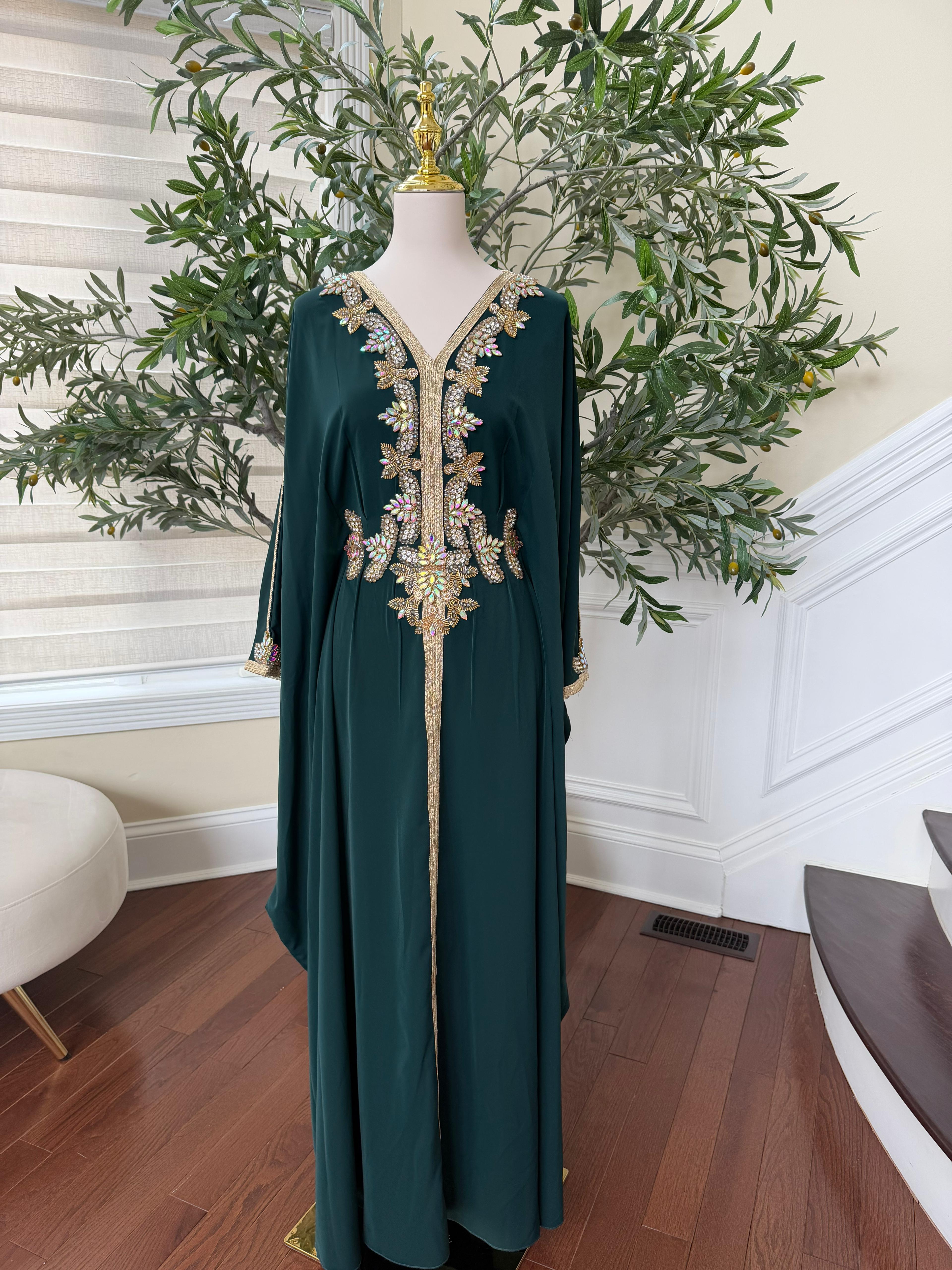 Emerald Butterfly Royale Beaded Abaya