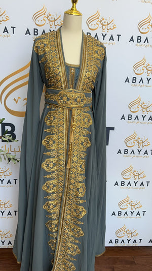 Golden Grey Blue Kuftan