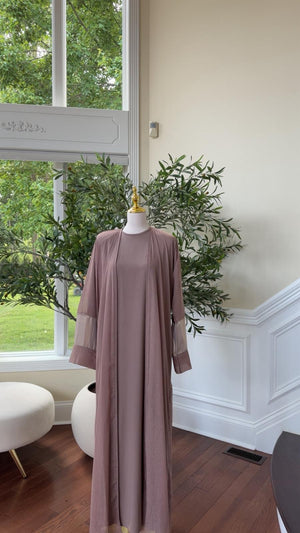 Dusty Pink Open Abaya Set – Effortless Elegance