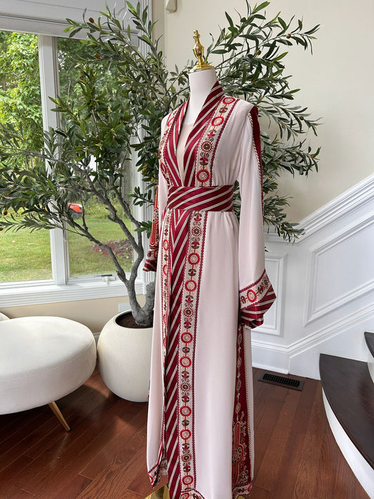 Cream Tatreez Two Piece Thobe