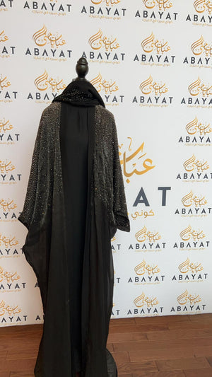 Elegant Black Sparkled Abaya Set with Coordinating Hijab
 #8097632