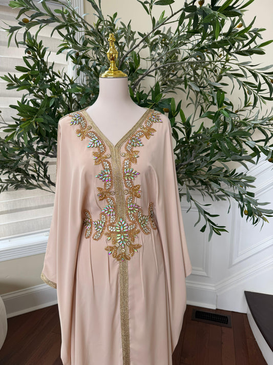 Cream Tatreez Elegance Beaded Butterfly Abaya