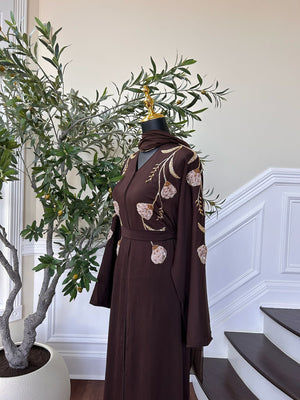 Brown Floral Essence Abaya