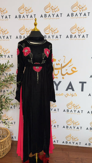 Velvet Black Rosey Abaya