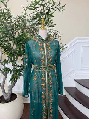 Emerald Golden Cardigan Abaya
