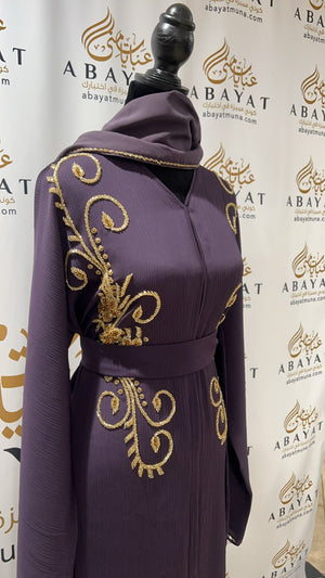 Purple and Gold Abaya