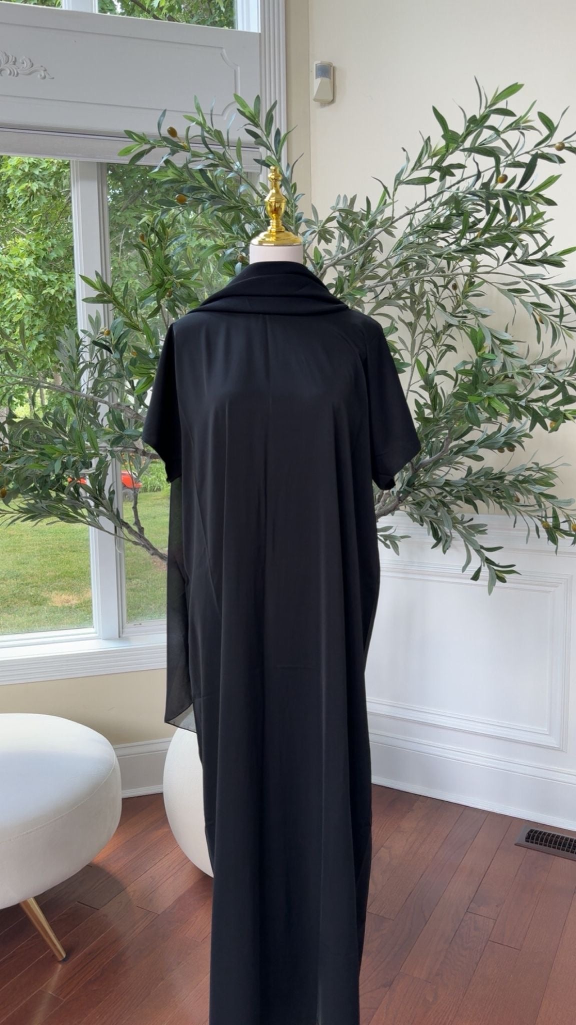 Black Beaded Charm Abaya