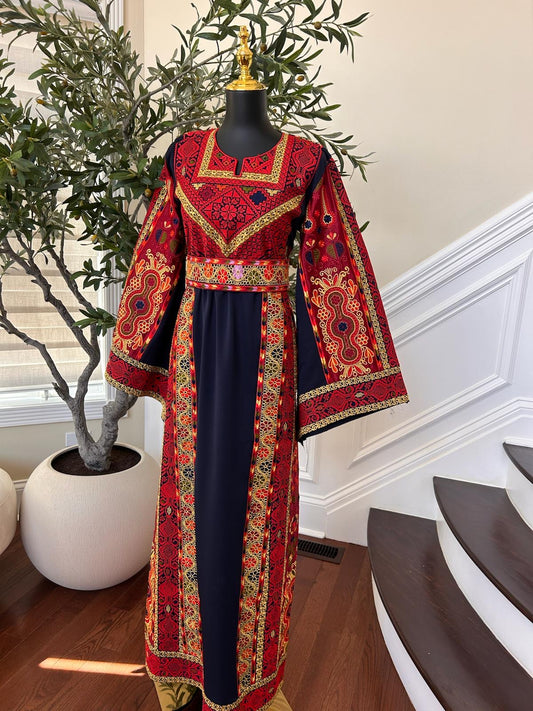 Navy Blue Elegance Tatreez Thobe