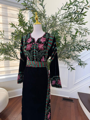 Black Velvet Stone Embellished Thobe