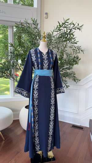 Blue Tatreez Embroidery Thobe 431