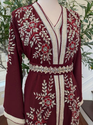 Red Royale Rose Beaded Kuftan