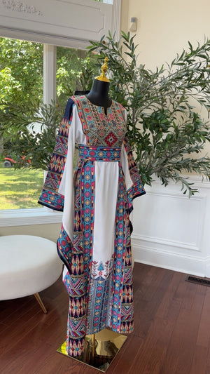 White Tatreez Embroidery Thobe/A