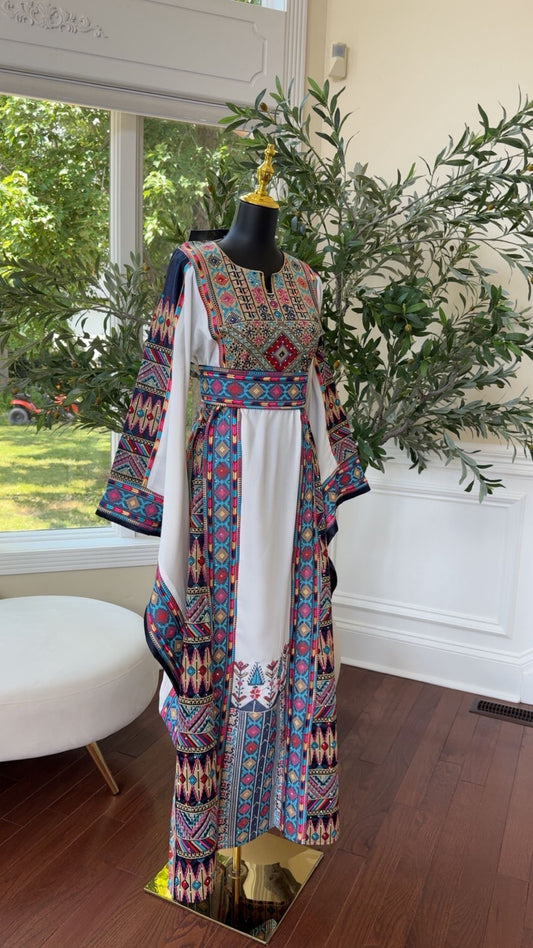 White Tatreez Embroidery Thobe/A