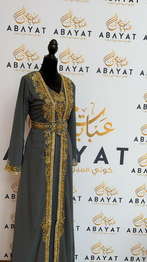 Luxurious Grey and Gold Kuftan #8097721