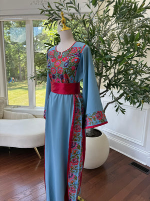 Blue Embroidery Tatreez Thobe