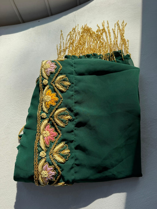 Green Beaded Stone Khirka Shal Mandil
