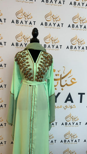 Mint Green Designed Abaya #8097663