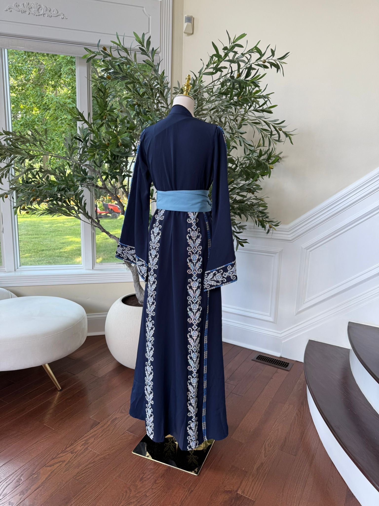 Blue Tatreez Embroidery Thobe 431