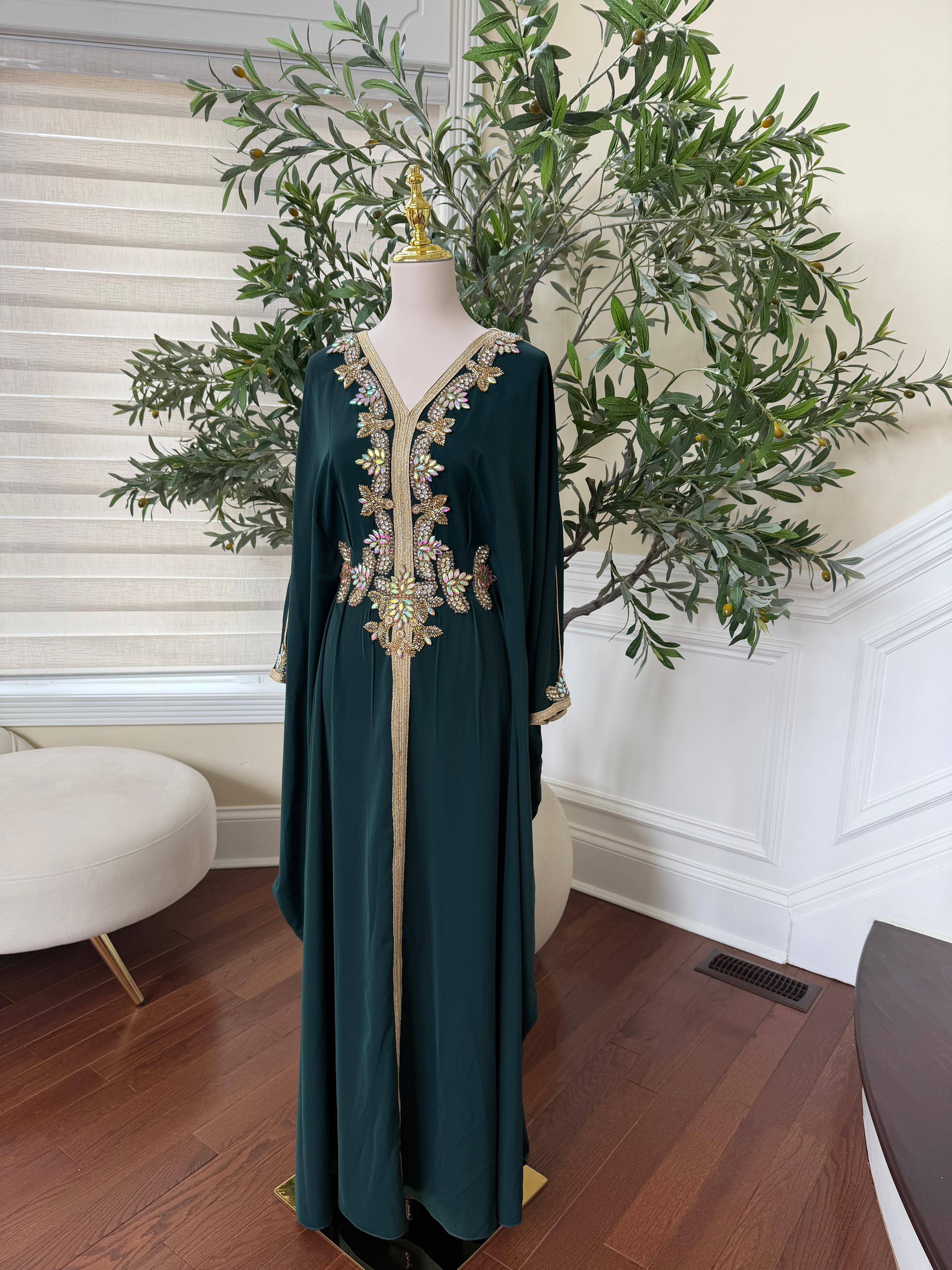 Emerald Butterfly Royale Beaded Abaya