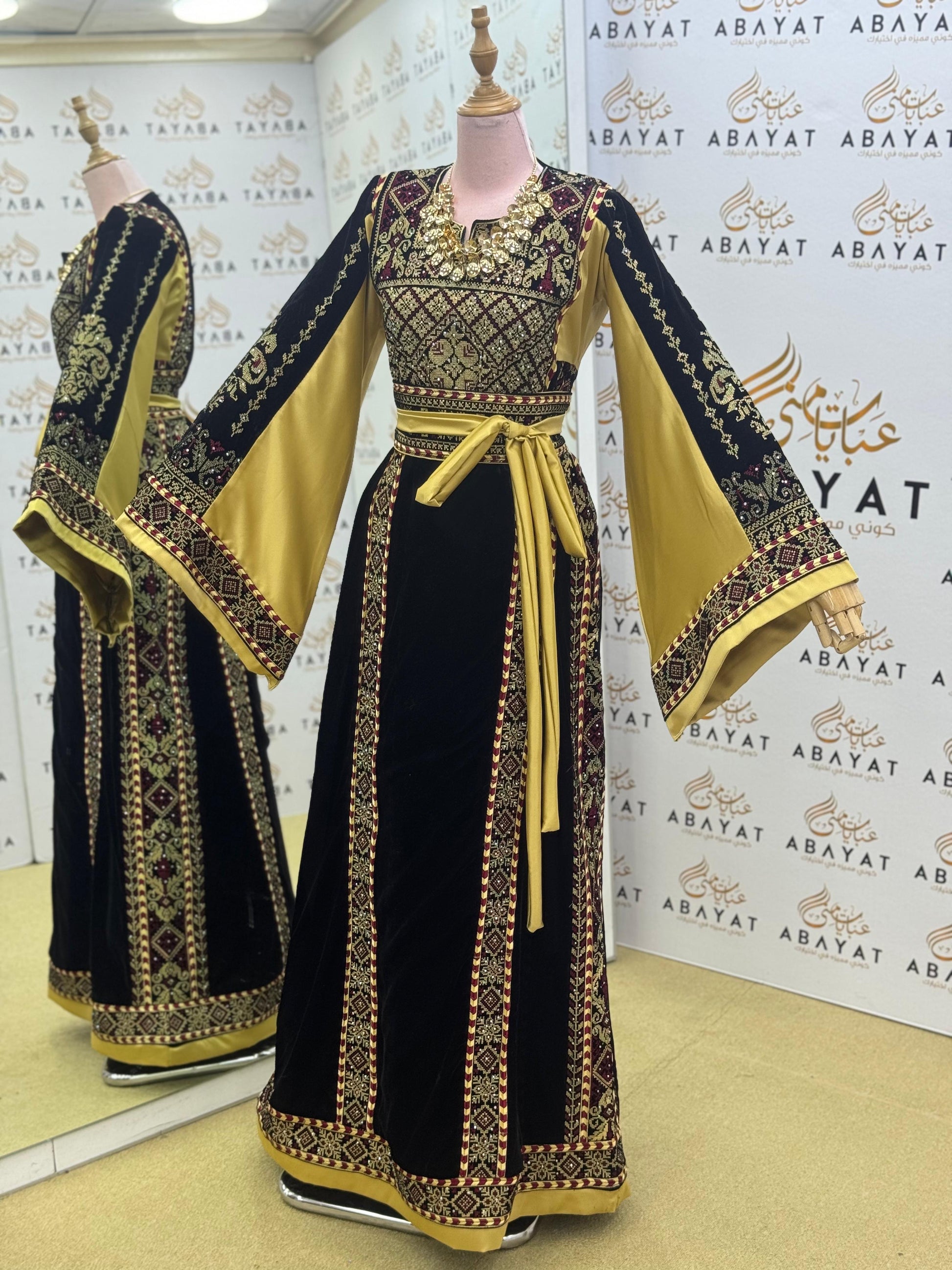 Premier Black and Yellow Velvet Thobe