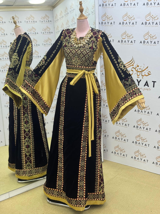 Premier Black and Yellow Velvet Thobe