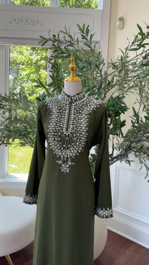 Green Glamour Crystal Kuftan
