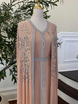 Peach Floral Royale Kuftan
