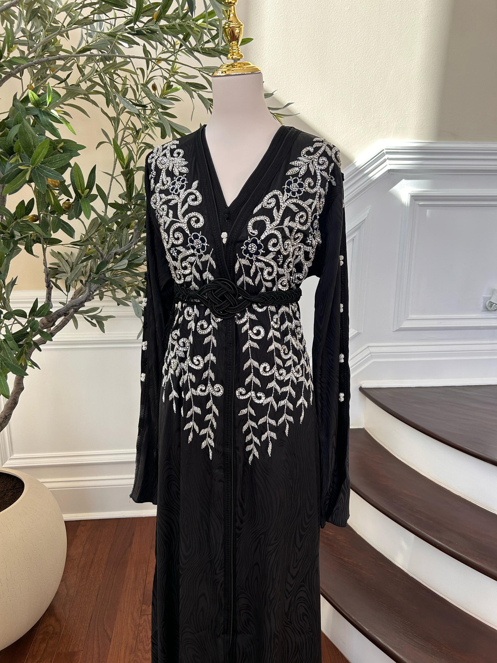 Black Beaded Stone Kuftan