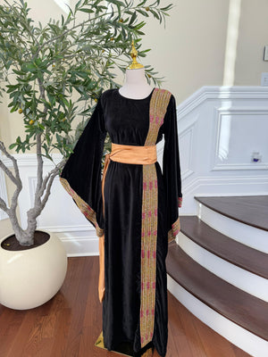 Velvet black Beaded Stone Thobe