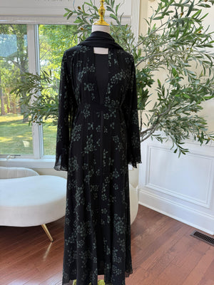 Black Ruffled Shimmer Abaya