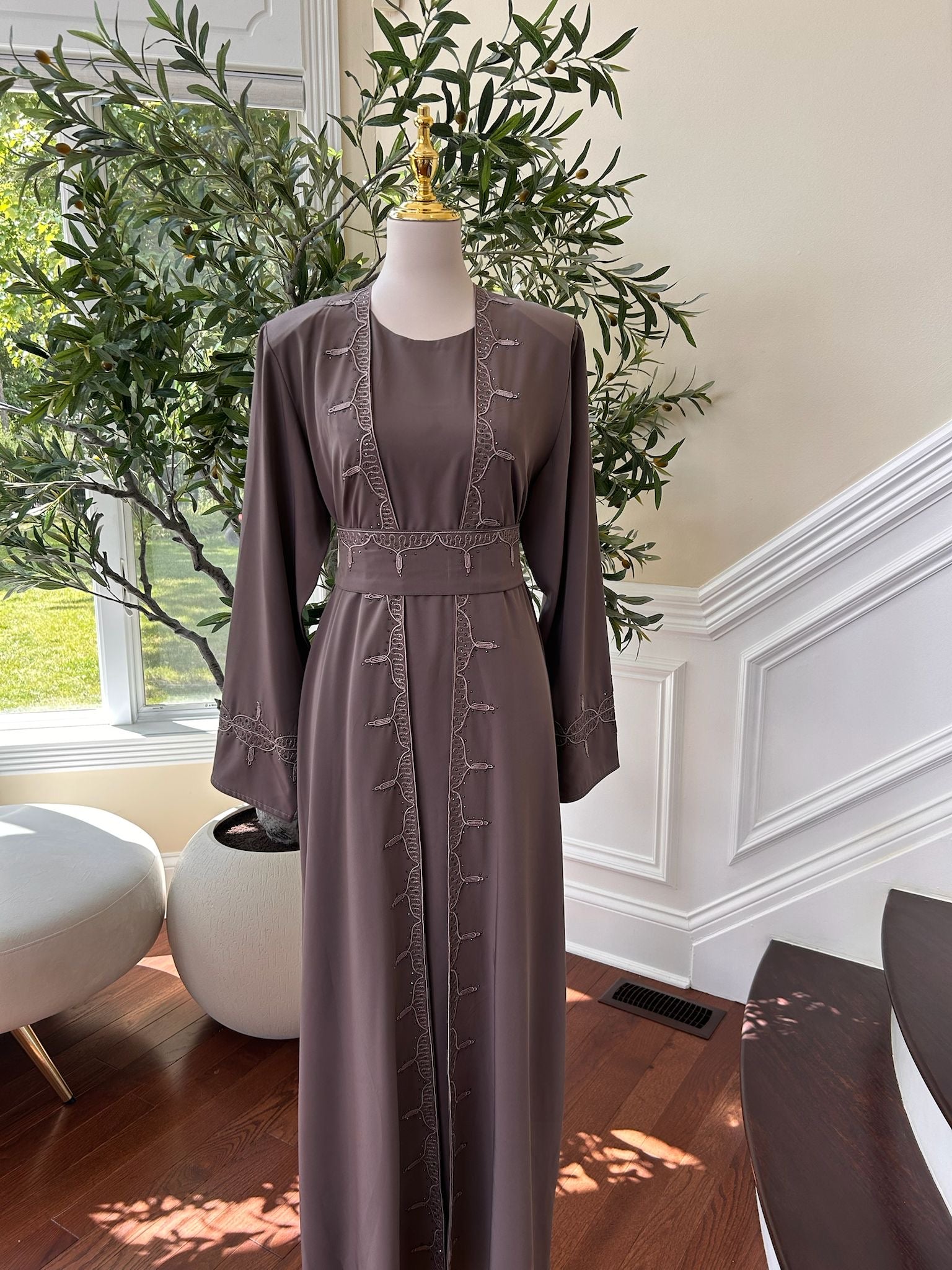 Purple Elegance Two Piece Abaya