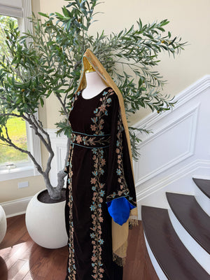 Brown Velvet Beaded Stone Elegance