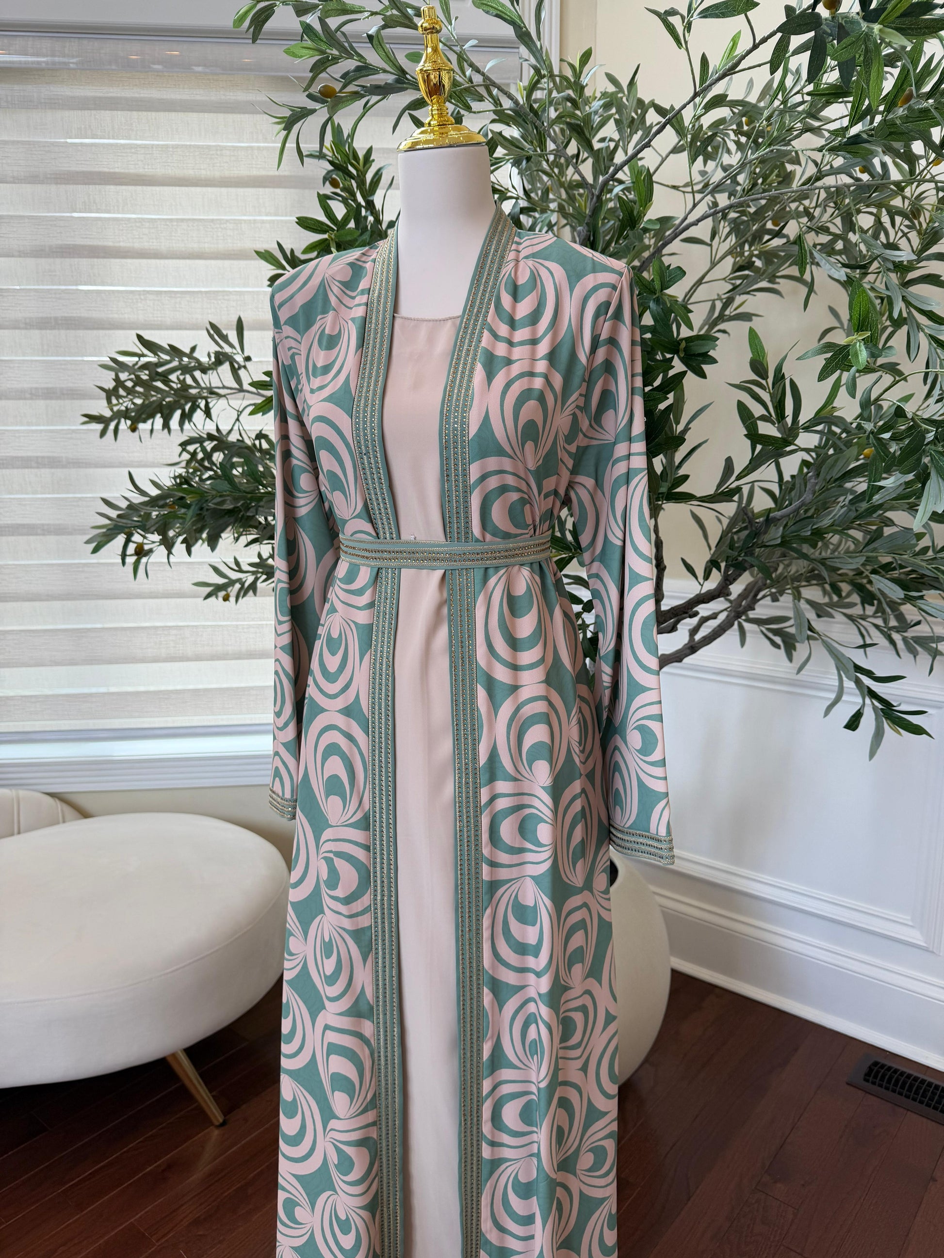 Mint Harmony Two-Piece Abaya