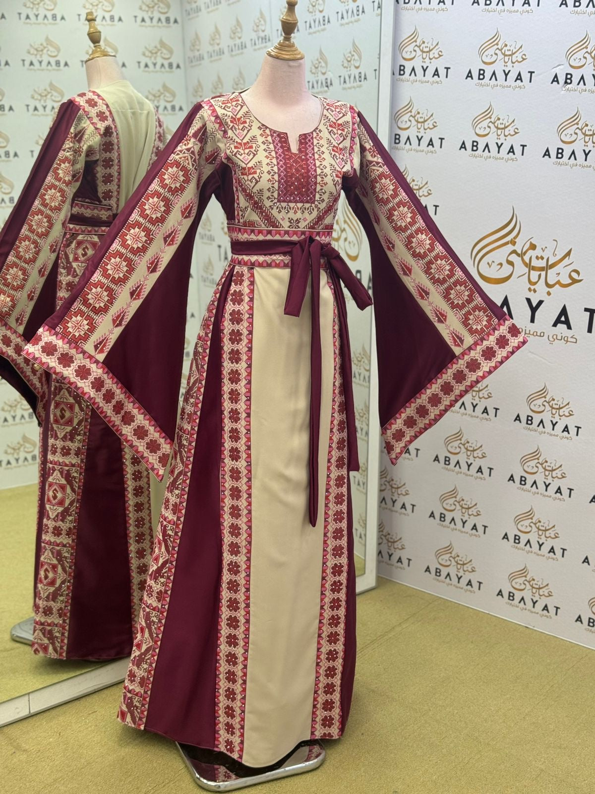 Embroidery Burgundy Tatreez Thobe