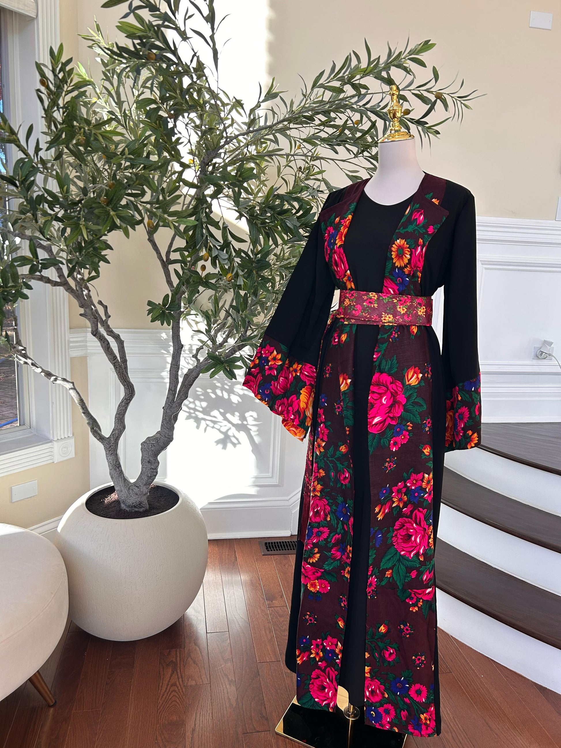 Floral Two Piece Cardigan Thobe