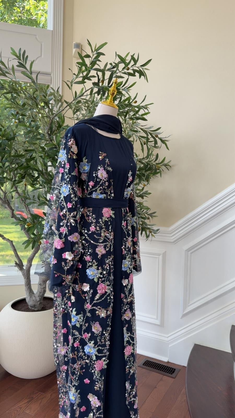 Celestial Blue Floral Abaya