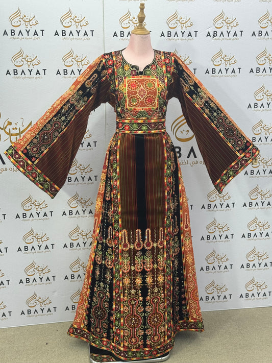 Luxury Jana & Nar Thobe – Golden Embroidered Palestinian Style