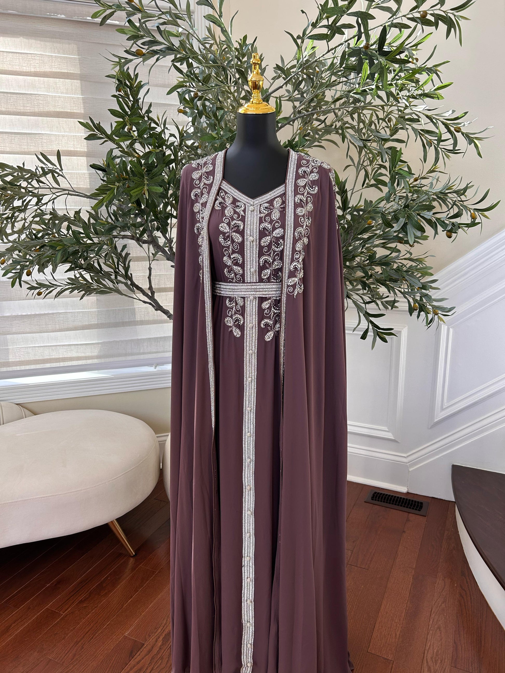 Purple Beaded Stone Kuftan