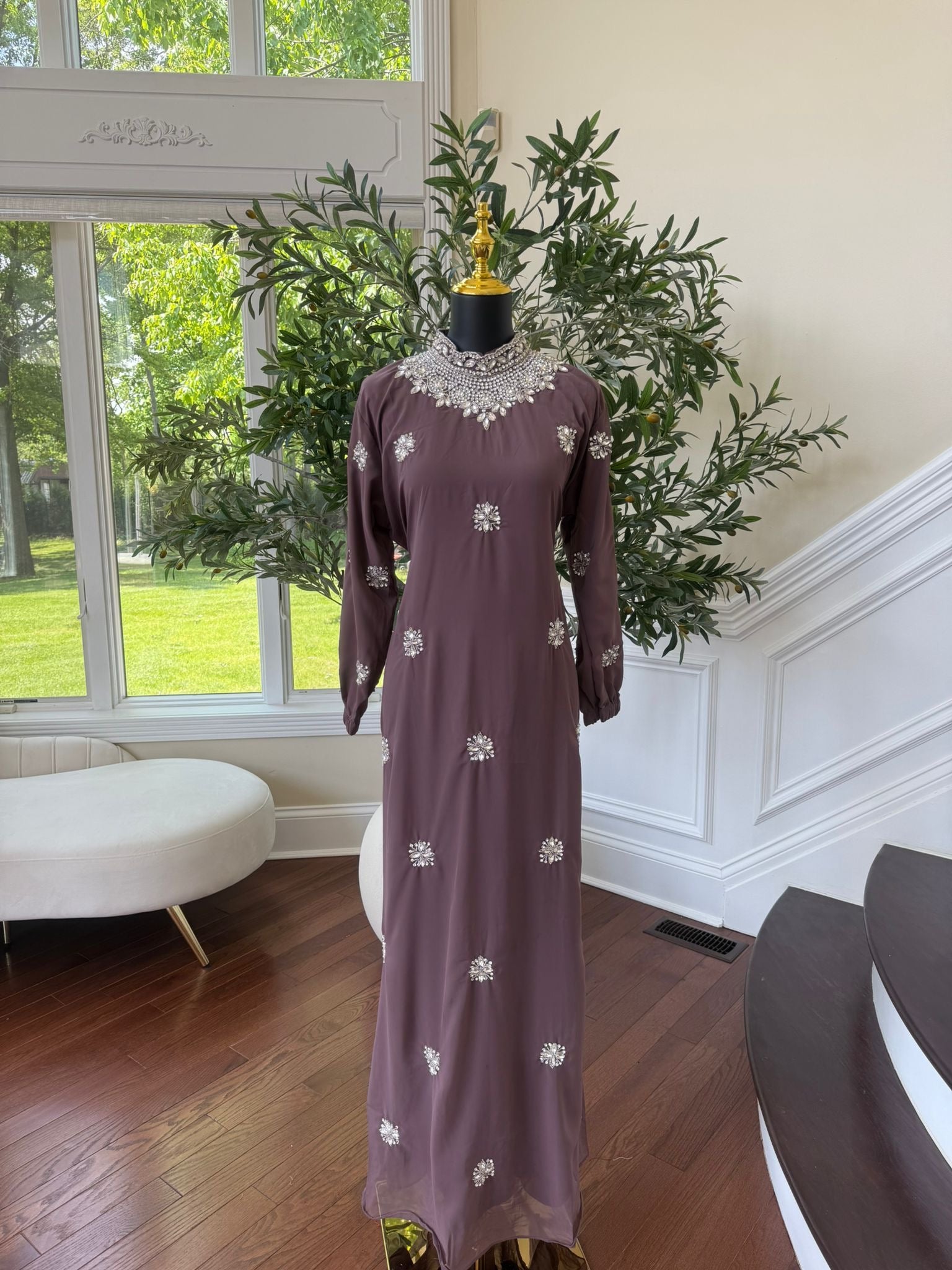 Radiant Mauve Bloom Maxi Dress