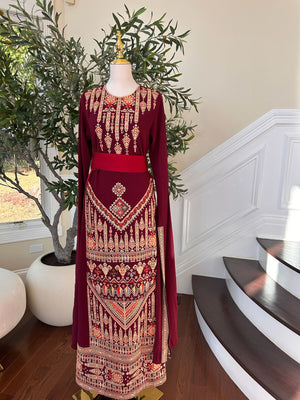 Burgundy Tatreez Embroidery Thobe