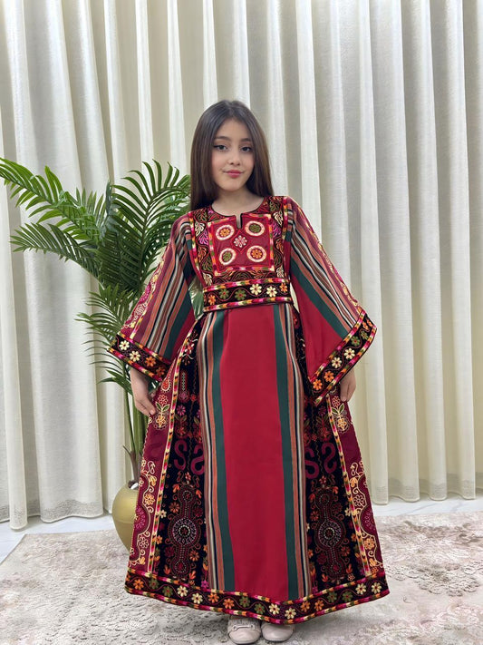 Red Embroidery Tatreez Majdalwi Thobe