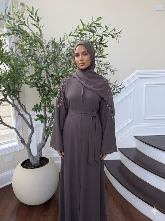 Faded Purple Floral Charm Abaya