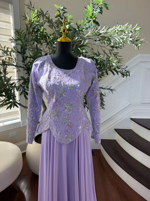 Elegant Lavender Embroidered Two-Piece Gown