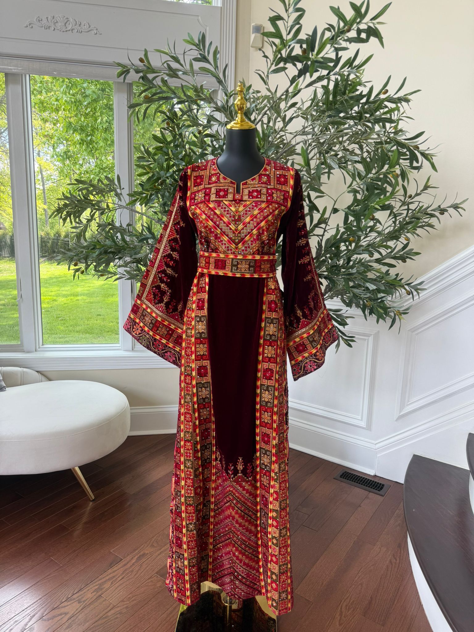 Velvet Tatreez Burgundy Thobe/A