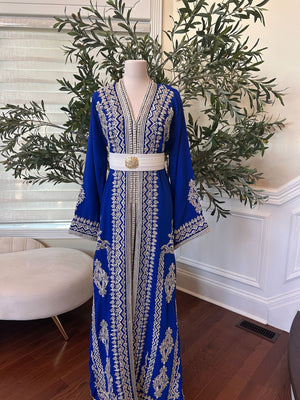 Royal Blue White Detail Kuftan