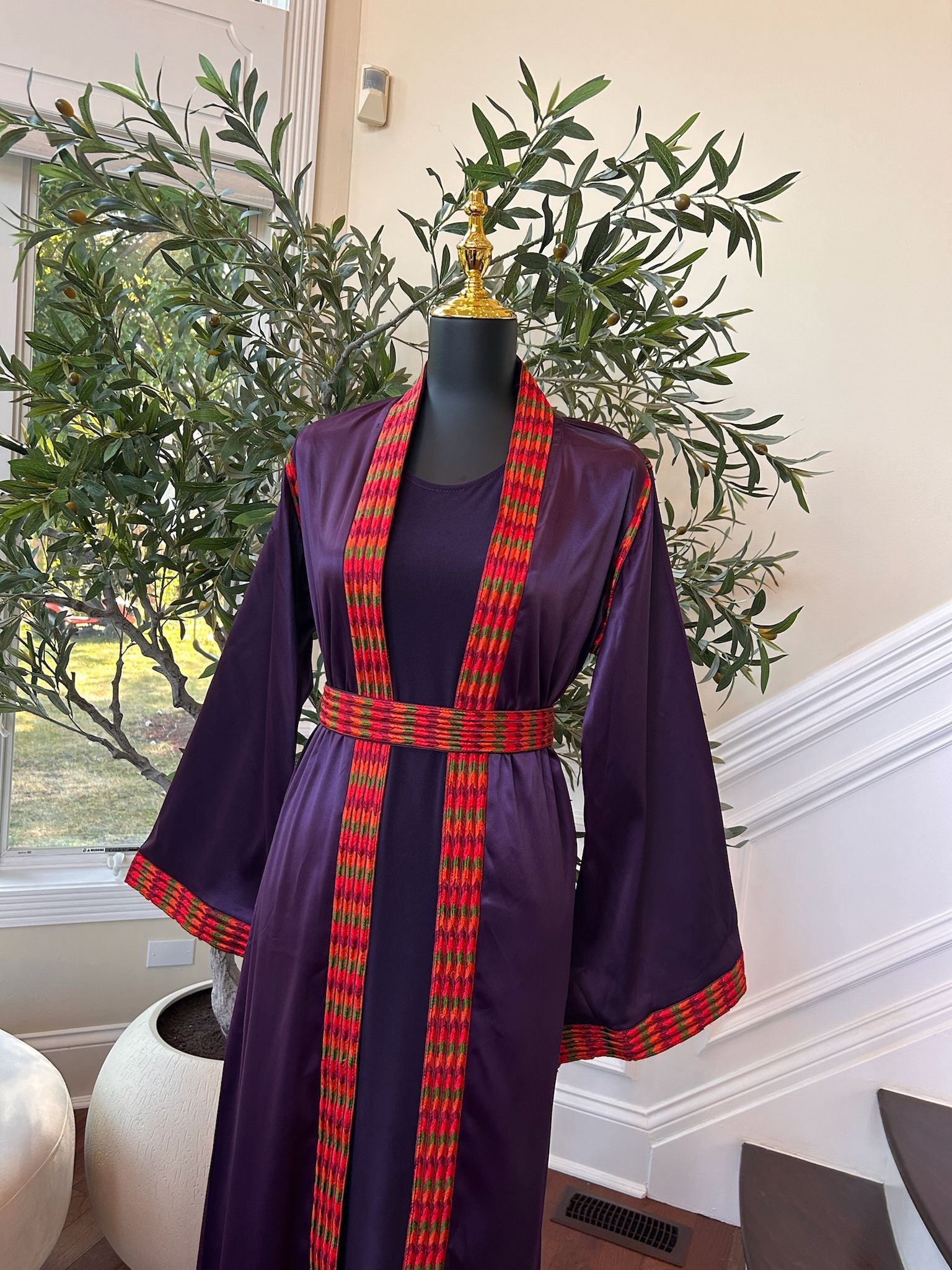 Elegant Purple Tatreez Two Piece Thobe