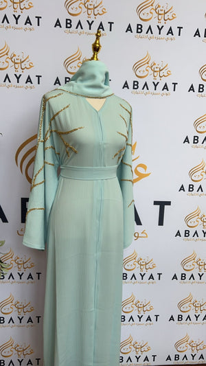 Elegant Mint Blue Abaya