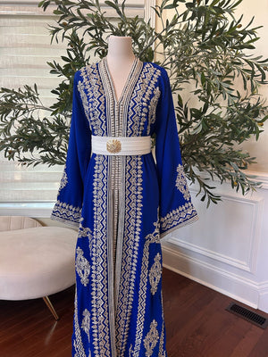 Royal Blue White Detail Kuftan